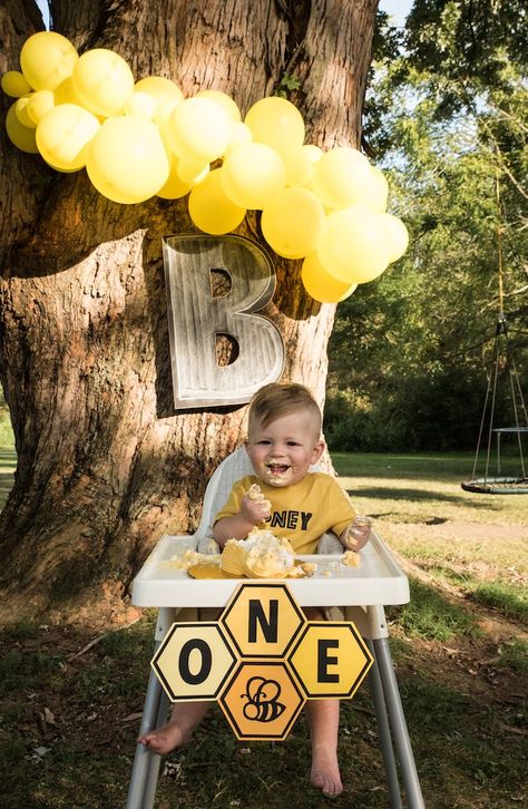 Kara's Party Ideas Bee Themed 1st Birthday Party | Kara's Party Ideas Boy Bee Birthday Party, Happy Beeday Party Ideas, Bee 1st Birthday Party Boy, First Bee Day Party Boy, Bee First Birthday Party Boy, Bee 1st Birthday Party, Fun To Bee One, Boys First Birthday Party, Bee Themed Birthday