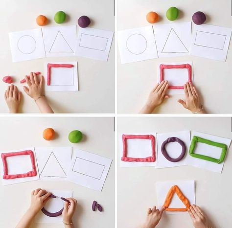 Geometric Shapes Preschool Activities, Shape Activities Preschool, Preschool Fine Motor Activities, Shapes Kindergarten, Physical Activities For Kids, Kindergarden Activities, Montessori Toddler Activities, Preschool Activities Toddler, Shapes Preschool