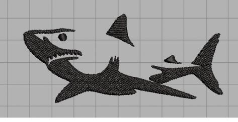 Shark Embroidery Pattern, Embroidery Shark, Shark Embroidery, Shark Silhouette, Black Shark, Sweater Ideas, Heart Icon, Embroidered Bird, Craft Night