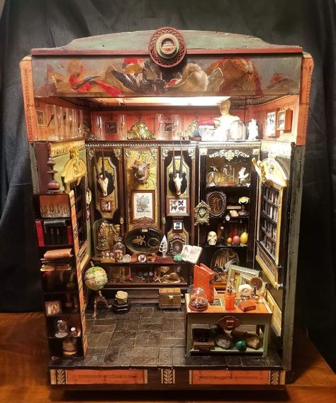 Library Diorama, Room Box Miniatures, Cabinet Of Curiosity, Witch Room, Finding A New Hobby, Fairy Homes, Haunted Dollhouse, Witch Shop, Nook Ideas