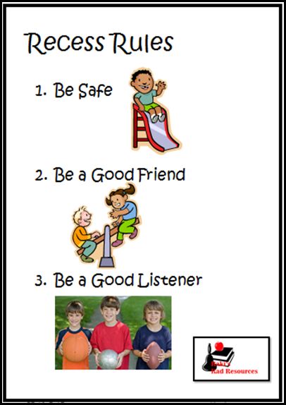 Recess rules - printable poster Ece Assessment, Recess Rules, Playground Rules, Preschool Rules, Safety Activities, Classroom Posters Free, Clutter Free Classroom, Rules Poster, Safety Week