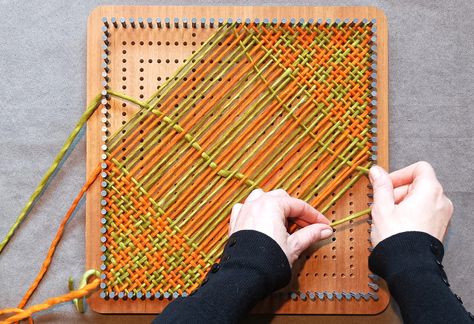 Yarn Yardage for pin looms, the ultimate formula – The Pin Loom Weaving Design Hub Pin Loom Patterns, Pin Loom Projects, Pin Loom Weaving Projects, Pin Loom Weaving, Zoom Loom, Weaving Patterns Loom, Weaving Patterns Design, Pin Weaving, Pin Loom