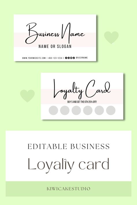 This pink editable reward card is perfect for small business owners. It comes with 72 free mega social media pact so that you can use it to customize your loyalty card. This printable loyalty card template can be edited via Canva. Canva is free and easy to use. You can edit the color, font size, font color, font type, element size, element placement, social media icons, etc. If you need a loyalty card for your small business, grab yours today. Loyalty Card Template Free Printable, Card Template Free, Loyalty Card Template, Card Templates Free, Loyalty Card, Templates Printable Free, Font Types, Card Printable, Small Business Owners