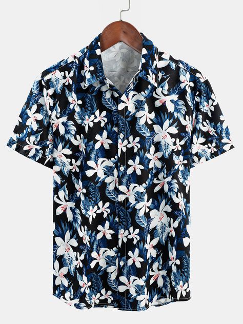 Men's Beach Holiday Floral Button Up Short Sleeve Summer Shirt – Atlanl