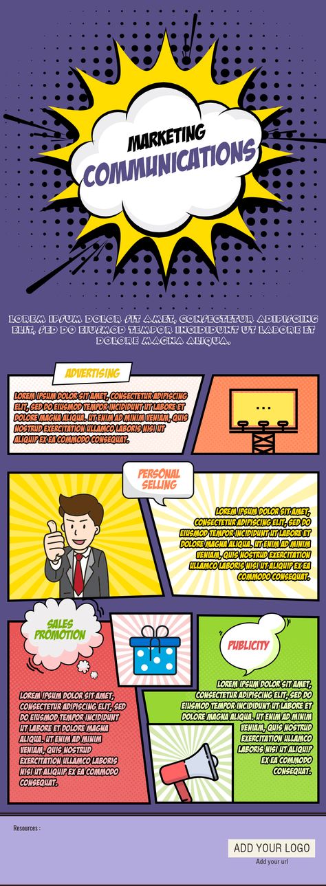 This template on Marketing #Communications is suitable for use in the #marketing or #business sector. However, you can use it for any other topic if you think the #design would go well with it. It as an interesting infographic #template with a brilliant color scheme and an engaging layout. To use this free #infographic template #download the #PSD file directly on your computer and start editing. Comics Infographic, Infographic Template Free Download, Edm Ideas, Pubmat Ideas, Free Infographic Templates, Comic Template, Infographic Design Layout, Design Comics, Infographic Poster