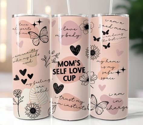 Mom Self Love Tumbler Sublimation Transfer  Ready To Press Mom Affirmations Self Love Tumbler Mom Tumbler Designs Mom Affirmations, Affirmation Station, Tumbler Wrap Template, Bubble Baths, Hey Beautiful, Wine Down, Tumbler Ideas, Mom Tumbler, Motivational Gifts