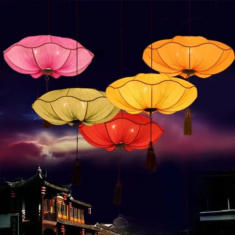 64.22US $ 20% OFF|Chinese Lantern Pendant Lights Southeast Asian Handmade Fabric Hanging Lamp Restaurant Kitchen Lotus Leaf Suspension Lustre Lamp| |   - AliExpress Lantern Pendant Lights, Leaf Lantern, Lamp For Kitchen, Red Lamp Shade, Room Installation, Lamps For Kitchen, Fabric Hanging, Asian Fabric, Study Place