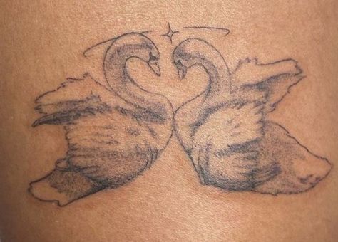 Ldr Tattoo, Swan Heart, Swan Tattoo, Shape Tattoo, Shoulder Tattoos, Shoulder Tattoos For Women, Matching Tattoo, Beating Heart, Dope Tattoos