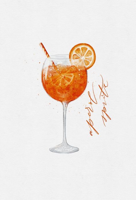 Aperol Spritz Watercolor Illustration Prosecco Cocktail | Etsy Watercolor Cocktails Illustration, Cocktails Illustration Art, Aperol Spritz Watercolor Illustration, Watercolour Cocktail Illustration, Aperol Spritz Picture, Aperol Spritz Aesthetic Poster, Aperol Spritz Sketch, Aperol Spritz Tattoo Fine Line, Aperol Spritz Invitation