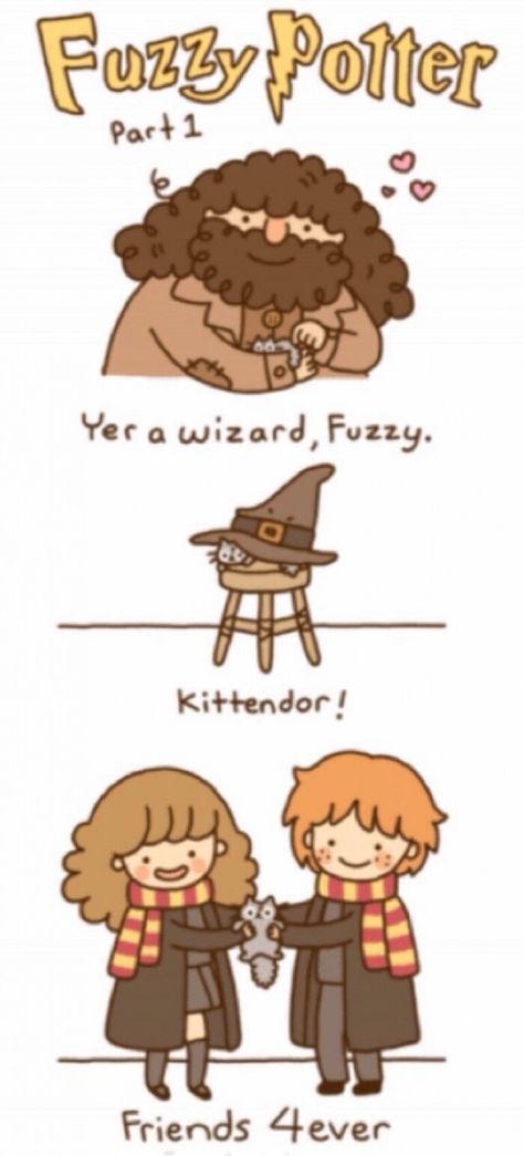 Fuzzy Potter Cat Harry Potter, Pusheen Harry Potter, Harry Potter Cat, Funny Harry Potter, Love Cartoons, Potter Studio, Harry Potter Cartoon, Pusheen Cute, Cute Harry Potter