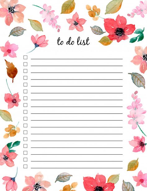 To do list with floral watercolor Premiu... | Free Vector #Freepik #freevector #flower #watercolor #floral #abstract Organisation Planner, Snowflake Making, Free To Do List, To Do List Printable, Writing Paper Printable Stationery, Simple Snowflake, Writing Paper Printable, To Do Lists Printable, Print Planner