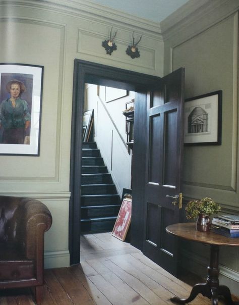 living with colour Farrow And Ball Mahogany, Green Living Room Color Scheme, Mahogany Trim, Farrow And Ball Living Room, Havana House, Warm Grey Walls, Bungalow Extensions, Georgian Doors, Craftsman Cottage