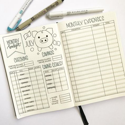 These bullet journal pages should make your "must have" list of bullet journal ideas to give you a beautifully creative customized journal! Bullet Journal Simple, Notesbog Design, Diy Bullet Journal, Bullet Journal Budget, Finance Bullet Journal, Bullet Journal Page, Bullet Journal 2019, Bullet Journal Tracker, Bullet Journal Notebook