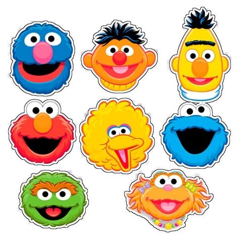 Sesame Street Cartoon Characters, Sesame Street Faces Printables, Sesame Street Stickers, Sesame Street Characters Printables, Sesame Street Characters Image, Sesame Street Crafts, Elmo Characters, Sesame Street Cake, Elmo Cookies