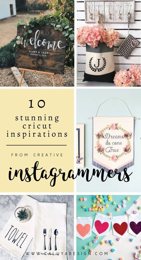 10 Stunning Cricut & Cameo Silhouette Inspiration From Creative Instagrammers! Creative Instagram Influencers created amazing Cricut & Cameo Silhouette DIY projects, with felt, Vinyl Stickers, Fabric and many other materials. Cricut, Cricut maker, Cricut craft, Cricut explore, Vinyl Craft, DIY craft, DIY inspirations, DIY banner, DIY wall decal, DIY giveaway ideas, DIY gif ideas Projects With Felt, Diy Giveaway, Craft Cricut, Gif Ideas, Silhouette Diy Projects, Giveaway Ideas, House Craft, Banner Diy, Diy Wall Decals