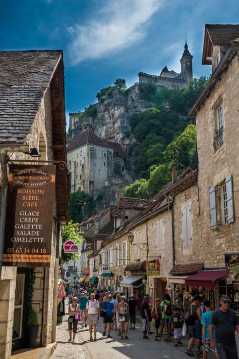 The streets of Rocamadour, France Rocamadour France, Dordogne France, The Lover, Voyage Europe, French Countryside, So Many People, Old Buildings, Street Scenes, South Of France