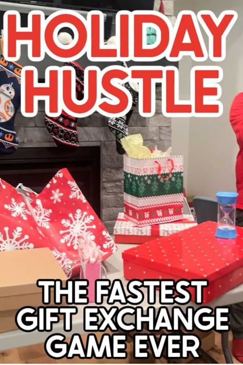 The best gift exchange game because it's fast, like really fast! It's the perfect Christmas party game for office parties and more! Christmas Gift Swap Game, Christmas Sock Exchange Game, Christmas Exchange Dice Game, Couple Gift Exchange Challenge, Deck Of Cards Gift Exchange Game, Ways To Play White Elephant Game, Staff Gift Exchange Ideas, Christmas Gift Games Exchange Funny, Present Exchange Games