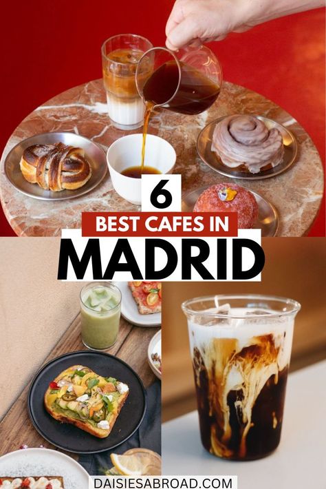 BEST CAFES IN MADRID, SPAIN Madrid Shopping, Madrid Food, Cardamom Buns, Shopping In Barcelona, Unique Cafe, Madrid Travel, Quick Coffee, Spain Vacation, European City