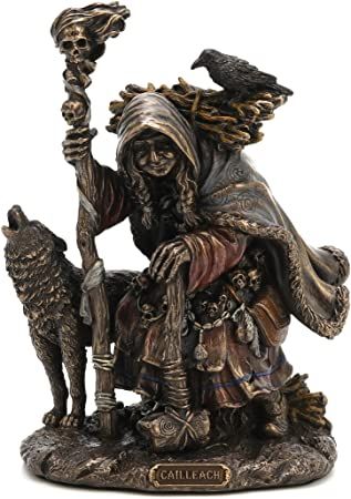 Veronese Design 7.25" Tall Cailleach Nan Cruachan Folklore Divine Hag Resin Sculpture Bronze Finish Celtic Myth, Wooden Mallet, Irish Folklore, Veiled Woman, Vase Noir, Anne Stokes, Celtic Goddess, Bronze Figurine, Goddess Statue