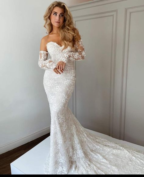 Danny Tabet Wedding Dress, Wedding Dress With Gloves, Lace Sweetheart Wedding Dress, Strapless Lace Wedding Dress, Lace Mermaid Dress, Mantilla Veil, Dress Sleeves, Classy Wedding Dress, Couture Wedding Gowns