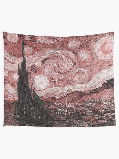 Pink Aesthetic Decoration, Pink Starry Night, Starry Night Tapestry, Pink Tapestry, Boho Dorm Room, Affordable Boho, Boho Dorm, Aesthetic Decoration, Gallery Wall Layout