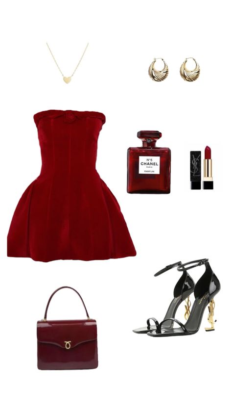 Black And Red Birthday Outfit, Red Birthday Outfit, Black And Red Birthday, Christmas Outfit Ideas For Women Classy, Wine Red Dress, Red Birthday, Boujee Outfits, 2000s Outfits, Stylish Work Attire