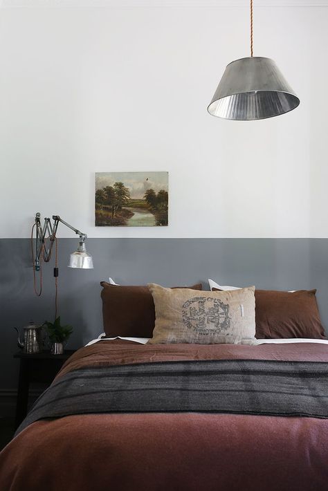 I love the colors here for a guest. An Australian Idyll: Estate Trentham Near Melbourne: Remodelista Design Del Prodotto, Simple Bedroom, Small Room Bedroom, Bedroom Styles, 인테리어 디자인, Living Room Interior, Guest Bedroom, Modern Bedroom, Interior Design Living Room