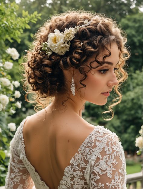 25 Trendy Wedding Hairstyles You Must Try in 2024 – Scan to Talk Engagement Hairstyles Curly Hair, Curly Down Wedding Hairstyles, Curly Chignon Wedding, Curly Hair Up Wedding, Vintage Glam Hair Wedding, Romantic Curly Wedding Hair, Bride Hairstyles Updo Bun Loose Curls, Bride Hairstyles Curly Hair Down, Curly Side Bun Wedding Hair