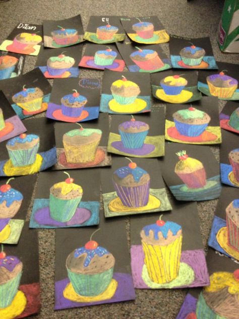 Shadows Art, Art Docent, Elementary School Art, Chalk Pencil, 2nd Grade Art, Colored Chalk, 6th Grade Art, Wayne Thiebaud, 4th Grade Art