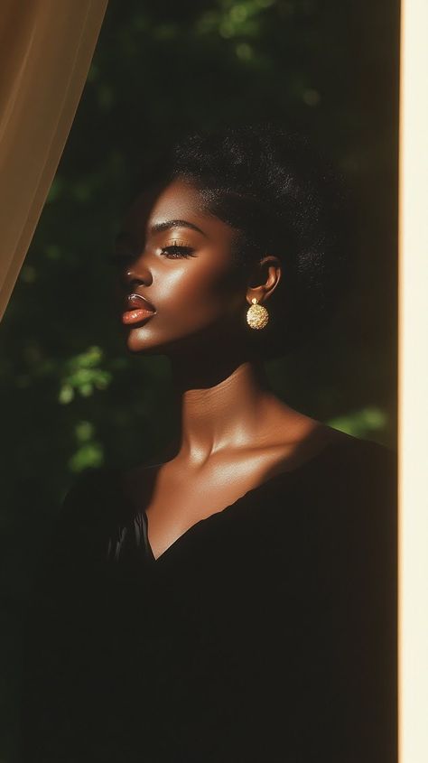 Outside Portrait Photography Photo Ideas, Black Female Headshots, African Editorial Photography, Self Discovery Photography, Photo Shoot Ideas Black Women Creative, Editorial Photography Black Women, Masc Black Woman Aesthetic, Makeup Aesthetic Black Women, Black Photography Aesthetic