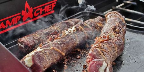 Stuffed Venison BackStrap Stuffed Venison, Camp Chef Recipes, Venison Backstrap Recipes, Backstrap Recipes, Venison Backstrap, Elk Recipes, Funky Food, Deer Recipes, Game Meat