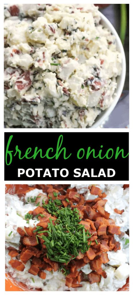 French Onion Potato Salad Potatoe Salad, French Potatoes, French Onion Dip, Onion Dip, Yummy Salad Recipes, Red Feather, Potatoe Salad Recipe, Green Onion, Summer Favorites