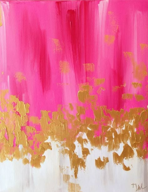 Jenn Meador Paint Preppy Abstract Painting, Pink Canvas Art, Dorm Art, Bright Art, Preppy Wallpaper, Pour Painting, Gold Art, Abstract Wallpaper, Art Plastique