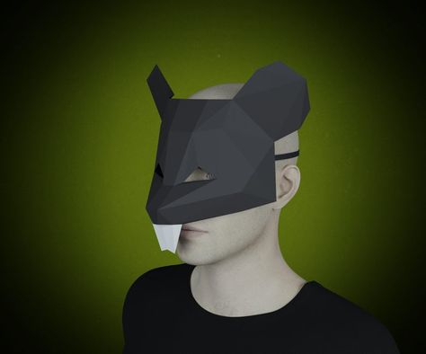 Rat Mask, Partner Costumes, Mask Papercraft, Low Poly Mask, Mask Halloween Costume, Costume Masquerade, Mens Masquerade Mask, Diy Carnival, Mask Designs