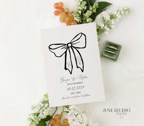 Bow Invitation, Save Our Date, Trendy Bows, Date Invitation, Modern Vintage Fashion, Vintage Glam, Save The Date Invitations, Wedding Invitation Suite, Paper Template