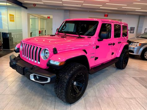 Hot Pink Jeep, Cool Jeeps Wrangler, Pink Jeep Wrangler, Jeeps Wrangler, Dream Whip, Pink Cars, Jeep Wrangler For Sale, Pink Jeep, Custom Jeep Wrangler