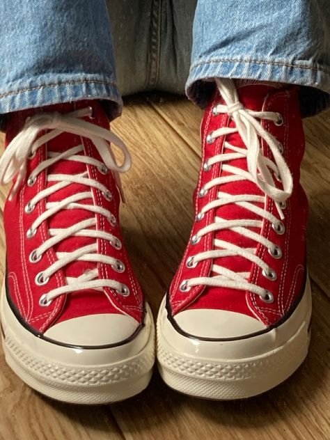 Chuck 70 Converse, Red Chucks, Converse Aesthetic, Trendy Shoes Sneakers, Dr Shoes, Converse Red, Red Converse, Hype Shoes, Aesthetic Shoes