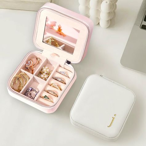 PRICES MAY VARY. 【Compact and Travel-Friendly Size】Measuring at 4.5 x 4.5 inches, this square jewelry case is perfectly sized for travel, providing a secure and organized way to store your jewelry essentials without taking up too much space in your luggage. 【Built-in Mirror for Convenience】Equipped with a small built-in mirror, this travel jewelry case allows you to easily check your appearance and make quick adjustments on the go, adding to its practical functionality. 【Sophisticated Gold Engra Accessory Organizer, Square Jewelry, Cute Letters, Travel Jewelry Case, Jewelry Essentials, Gold Engraving, Travel Jewelry, Accessory Organization, Rings Necklaces