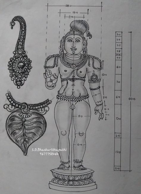 Shilpashastra Drawing, Shilpa Shastra, Mural Drawing, Thanjavur Painting, Sculpture Drawing, Temple Drawing, Drawing Steps, Buddhist Art Drawing, Face Sculpture