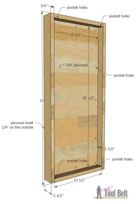 Jewelry Cabinet - Her Tool Belt Armoire Plans, Build A Storage Cabinet, Jewelry Armoire Diy, Keep Sake Box, Armoire Diy, Recessed Storage, Build A Door, Jewellery Cabinet, Diy Wood Plans