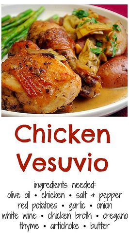 What's Cookin, Chicago: Chicken Vesuvio Chicken Vesuvio Recipe, Chicken Vesuvio, Tagine Cooking, Italian Entrees, Pizza Italian, Italian Beef Sandwiches, Chicken Receipes, Chicken Casseroles, Beef Sandwiches