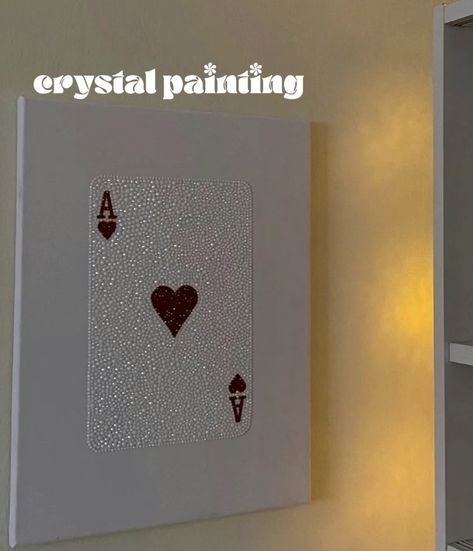 Rinestone Painting On Canvas, Rhinestone On Canvas, Diy Rhinestone Canvas Art, Gem Wall Art, Baddazled Canvas, Diamond Art Aesthetic, Painting With Rhinestones, Fun Painting Ideas On Canvas Aesthetic, Canvas Rhinestone Art