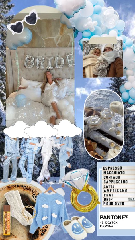 #winteraesthetic #cloud9 #winterwonderland #bacheloretteparty #bachelorette #girlstrip Bachelorette Cloud 9, On Cloud 9 Bachelorette Party, Cloud 9 Theme, Cloud 9 Bachelorette Party, On Cloud 9 Bachelorette, Bachelorette Inspo, Bachelorette Themes, Bachelorette Trip, Bachelorette Party Themes