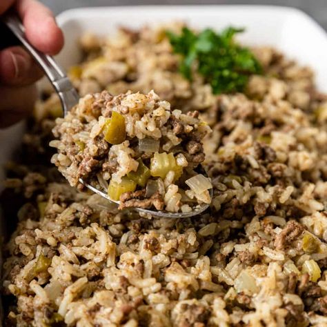 Dirty Rice Recipe No Meat, New Orleans Dirty Rice Recipe, Best Dirty Rice Recipe, Dirty Rice Recipe With Ground Beef, Dirty Rice Recipe Easy, Cajun Dirty Rice Recipe, Cajun Rice Recipe, Cajun Dirty Rice, Dirty Rice Recipe