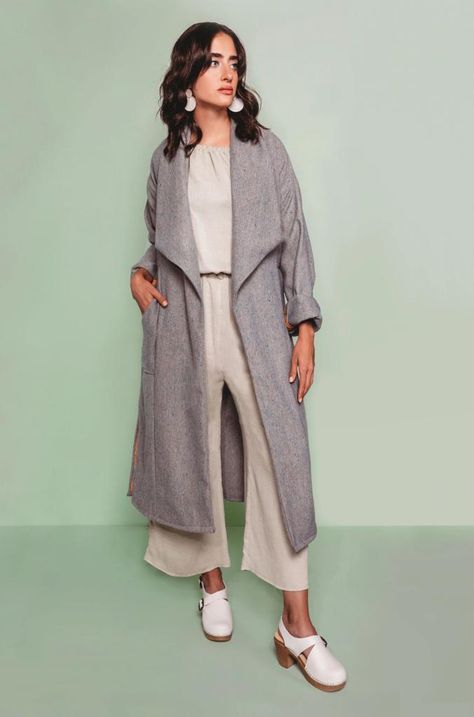 Cambria Duster Coat FREE Sewing Pattern - Sewing 4 Free Duster Coat Pattern, Duster Pattern, Friday Pattern Company, Coat Pattern Sewing, Modern Sewing Patterns, Dress Making Patterns, Paper Sewing Patterns, Long Vests, Coat Patterns