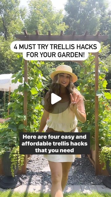 Robyn Chubey - Prairie Glow Acres on Instagram: "Store-bought trellises are expensive! But you can use my simple and cost-effective ideas to create good-looking trellises so you have more money to spend on… plants of course! (And if you’re like me, wine and chocolate for those after gardening rewards!) My fave addition to my trellises this year was the lattice I simply leaned together into a triangle shape against the bamboo hoop poles I got from the dollar store. Fastened them with jute twine and voila! 2 minute trellis! You could also easily make these taller with longer lattice pieces. Which one is your fave?! Are you a vertical gardening fan? Be sure to save this post or share with a gardener who you know would love this! . . . . . #gardeninghacks #trellis #garden #gardendes Bamboo Poles Garden Ideas, Homemade Trellis Ideas, Twine Trellis, Trellis Diy Garden, Homemade Trellis, Diy Trellis Ideas, Wine And Chocolate, Trellis Garden, Vine Trellis