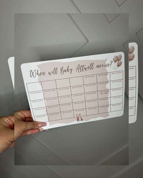 🐻Guess The Due Date 🐻 This print is the perfect baby shower activity where guests can guess when they think the baby will arrive, Available in A3 and A4 Size. #babyshower #bearbabyshower #teddybabyshower #teddybearbabyshower #babyshowerideas #babyshowerinspo #neutralbabyshower Guess The Due Date, Baby Shower Activity, Teddy Bear Baby Shower, Baby Shower Activities, Perfect Baby Shower, Due Date, Baby Bear Baby Shower, Neutral Baby Shower, A4 Size