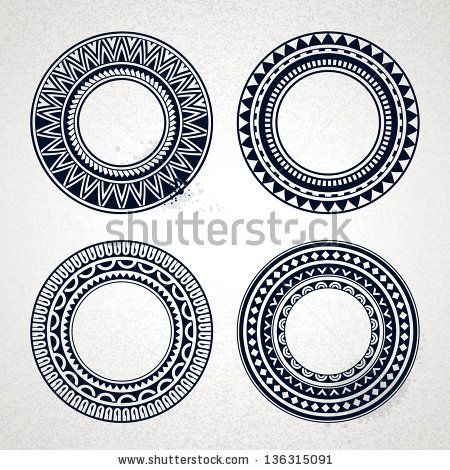 stock-vector-set-of-circle-polynesian-tattoo-styled-frames-vector-illustration Hawaiian Tattoo Traditional, Maori Tattoo Frau, Polynesian Tattoo Meanings, Polynesian Tattoo Sleeve, Polynesian Tattoos Women, Hawaii Tattoos, Circle Patterns, Maori Tattoos, Polynesian Tattoo Designs