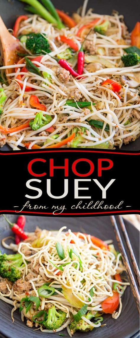 Chop Suey Recipe Chinese, Vegetable Chop Suey, Bean Sprout Recipes, Homemade Chinese Food, Chinese Vegetables, Chinese Cooking Recipes, Chop Suey, Easy Chinese Recipes, Sprout Recipes