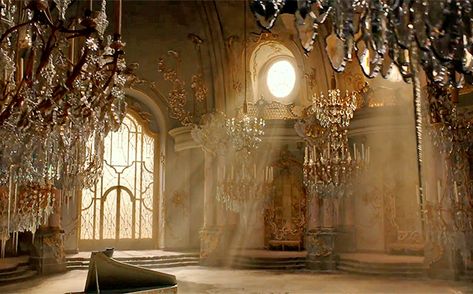 Beauty and the Beast: Inside of the castle - 10 glass chandeliers- each measuring 14 by 7 feet Belle Aesthetic, Beast's Castle, Princess Beauty, Royalty Aesthetic, Tale As Old As Time, Disney Live Action, Disney Beauty And The Beast, Chronicles Of Narnia, Disney Aesthetic